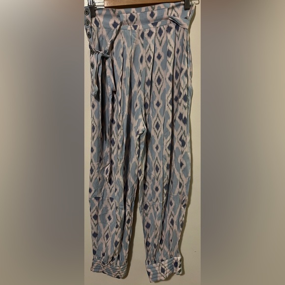 Hei Hei Pants by Anthropologie Womens Print Boho Waist Tie Tapered size 6 - Picture 1 of 9